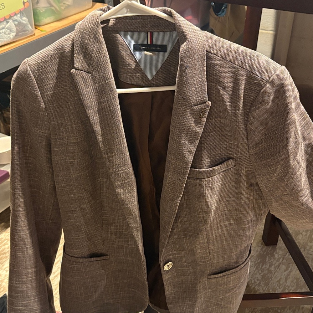 Tommy Hilfiger Brown Textured Womens Blazer